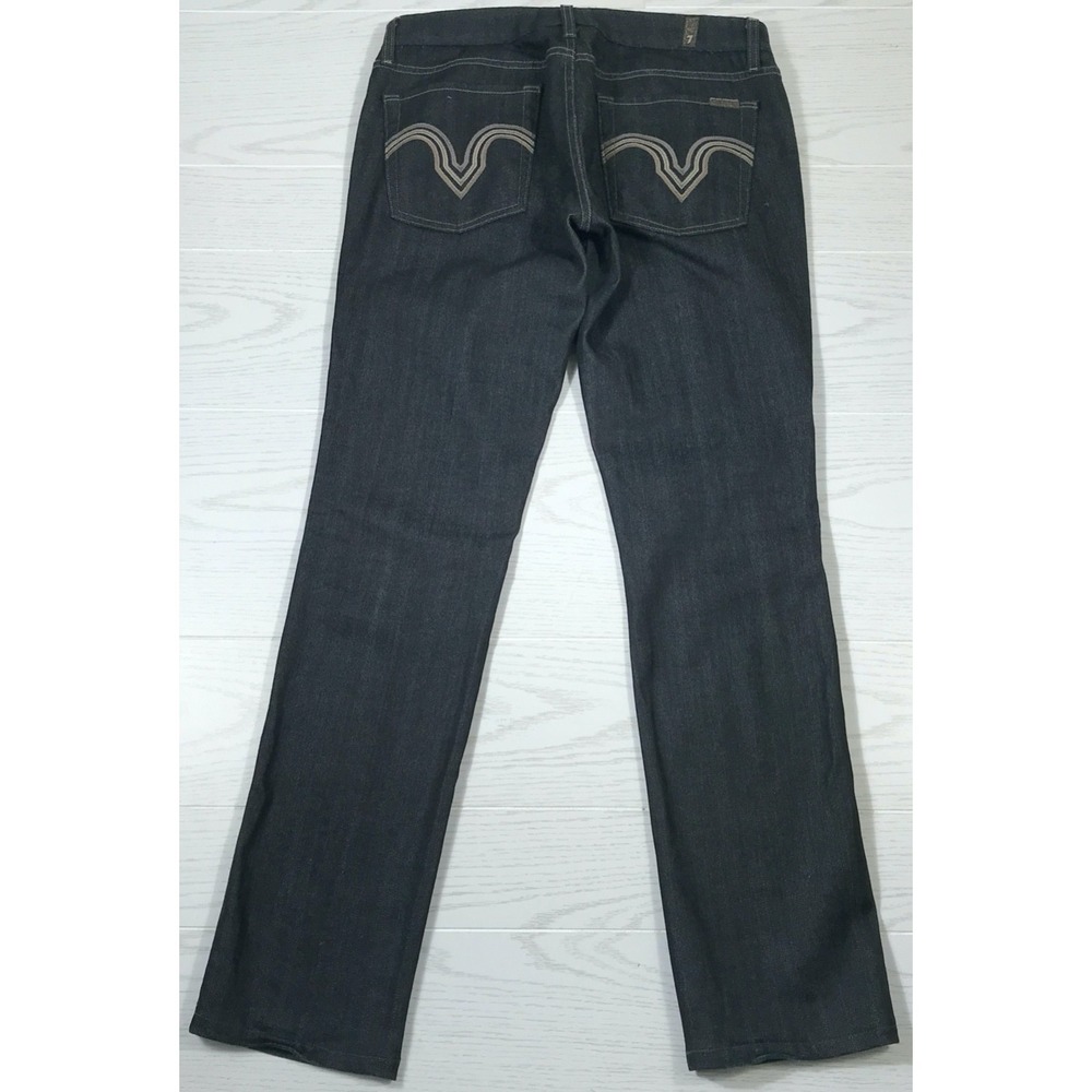 7 For All Mankind Kate Jeans Women 31 Black Raw Denim Straight Cotton Blend USA
